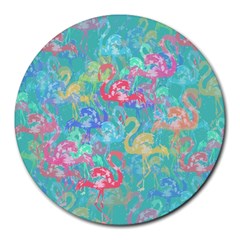 Flamingo Pattern Round Mousepads by Valentinaart