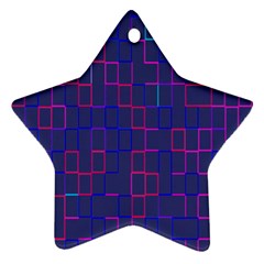 Grid Lines Square Pink Cyan Purple Blue Squares Lines Plaid Ornament (star) by Mariart