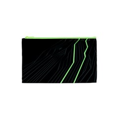Green Lines Black Anime Arrival Night Light Cosmetic Bag (xs) by Mariart