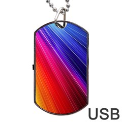 Multicolor Light Beam Line Rainbow Red Blue Orange Gold Purple Pink Dog Tag Usb Flash (one Side) by Mariart