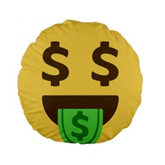 Money Face Emoji Standard 15  Premium Round Cushions by BestEmojis