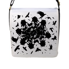 Black Roses And Ravens  Flap Messenger Bag (l)  by Valentinaart