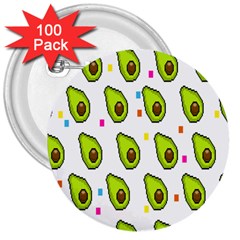 Avocado Seeds Green Fruit Plaid 3  Buttons (100 Pack)  by Mariart