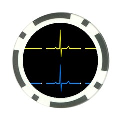 Heart Monitor Screens Pulse Trace Motion Black Blue Yellow Waves Poker Chip Card Guard (10 Pack) by Mariart