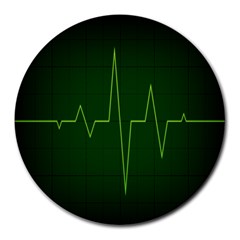 Heart Rate Green Line Light Healty Round Mousepads by Mariart