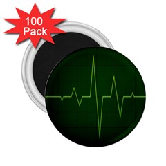 Heart Rate Green Line Light Healty 2 25  Magnets (100 Pack)  by Mariart