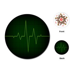 Heart Rate Green Line Light Healty Playing Cards (round)  by Mariart