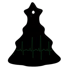Heart Rate Line Green Black Wave Chevron Waves Ornament (christmas Tree)  by Mariart