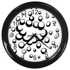 Splash Bubble Black White Polka Circle Wall Clocks (black) by Mariart