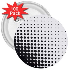 Comic Dots Polka Black White 3  Buttons (100 Pack)  by Mariart