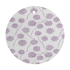 Purple Tulip Flower Floral Polkadot Polka Spot Round Ornament (two Sides) by Mariart