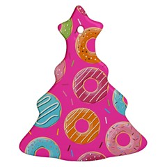 Doughnut Bread Donuts Pink Ornament (christmas Tree)  by Mariart