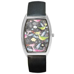 Dragonfly Animals Dragom Monster Fair Cloud Circle Polka Barrel Style Metal Watch by Mariart