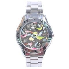 Dragonfly Animals Dragom Monster Fair Cloud Circle Polka Stainless Steel Analogue Watch by Mariart