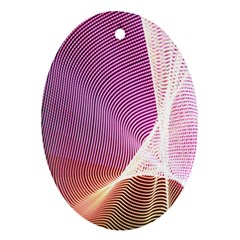 Light Means Net Pink Rainbow Waves Wave Chevron Ornament (oval) by Mariart