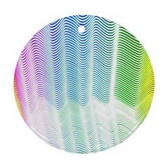 Light Means Net Pink Rainbow Waves Wave Chevron Green Round Ornament (two Sides) by Mariart