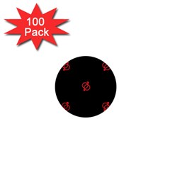 Seamless Pattern With Symbol Sex Men Women Black Background Glowing Red Black Sign 1  Mini Buttons (100 Pack)  by Mariart