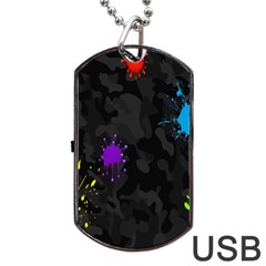 Black Camo Shot Spot Paint Dog Tag Usb Flash (one Side) by Mariart