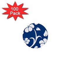 Blue Hawaiian Flower Floral 1  Mini Buttons (100 Pack)  by Mariart