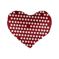 Pink White Polka Dots Standard 16  Premium Heart Shape Cushions by Mariart