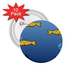 Water Bubbles Fish Seaworld Blue 2 25  Buttons (10 Pack)  by Mariart