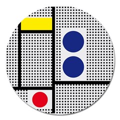 Watermark Circle Polka Dots Black Red Yellow Plaid Magnet 5  (round) by Mariart