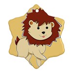 Happy Cartoon Baby Lion Snowflake Ornament (Two Sides) Front