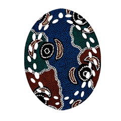 Aboriginal Art - Riverside Dreaming Ornament (oval Filigree) by hogartharts
