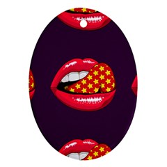 Lip Vector Hipster Example Image Star Sexy Purple Red Ornament (oval) by Mariart