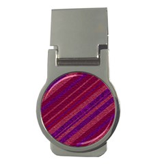 Maroon Striped Texture Money Clips (round)  by Mariart