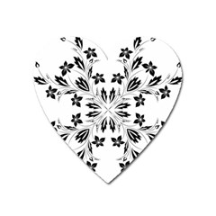 Floral Element Black White Heart Magnet by Mariart