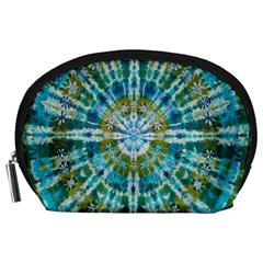 Green Flower Tie Dye Kaleidoscope Opaque Color Accessory Pouches (large)  by Mariart