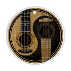 Old And Worn Acoustic Guitars Yin Yang Round Ornament (two Sides) by JeffBartels