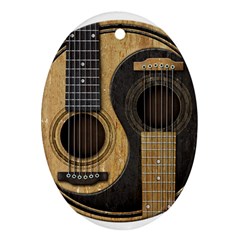 Old And Worn Acoustic Guitars Yin Yang Oval Ornament (two Sides) by JeffBartels