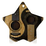 Old And Worn Acoustic Guitars Yin Yang Star Ornament (Two Sides) Back