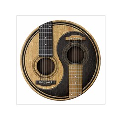 Old And Worn Acoustic Guitars Yin Yang Small Satin Scarf (square) by JeffBartels