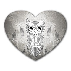 Wonderful Owl, Mandala Design Heart Mousepads by FantasyWorld7