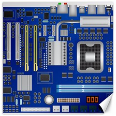 Classic Blue Computer Mainboard Canvas 16  X 16   by BangZart