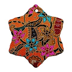 Colorful The Beautiful Of Art Indonesian Batik Pattern(1) Snowflake Ornament (two Sides) by BangZart