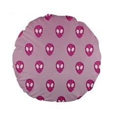 Alien Pattern Pink Standard 15  Premium Round Cushions by BangZart