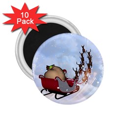 Christmas, Santa Claus With Reindeer 2 25  Magnets (10 Pack)  by FantasyWorld7