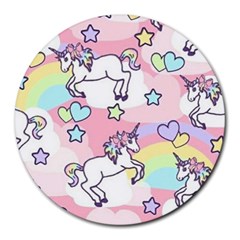 Unicorn Rainbow Round Mousepads by Nexatart