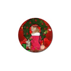 Christmas, Funny Kitten With Gifts Golf Ball Marker by FantasyWorld7