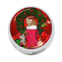 Christmas, Funny Kitten With Gifts 4-port Usb Hub (one Side) by FantasyWorld7