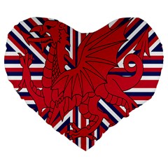 Alternatively Mega British America Red Dragon Large 19  Premium Flano Heart Shape Cushions by Mariart
