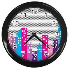 Building Polka City Rainbow Wall Clocks (black) by Mariart