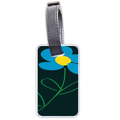 Whimsical Blue Flower Green Sexy Luggage Tags (one Side)  by Mariart