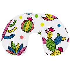 Cactus Seamless Pattern Background Polka Wave Rainbow Travel Neck Pillows by Mariart