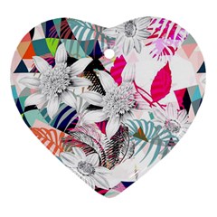 Flower Graphic Pattern Floral Heart Ornament (two Sides) by Mariart