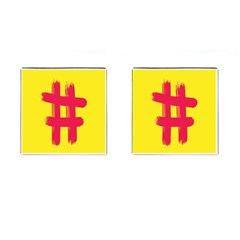 Fun Ain t Gone Fence Sign Red Yellow Flag Cufflinks (square) by Mariart